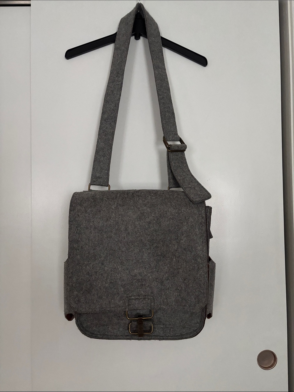 Sons of Trade Grey Felt Messenger Bag with Adjustable Strap